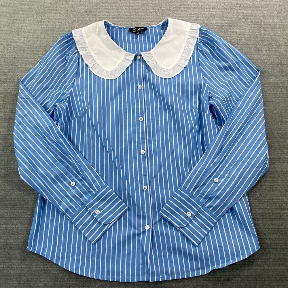J. Crew Blue and White Striped Blouse